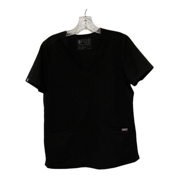 Figs Women's Black V-Neck Top - Picture 2 of 6